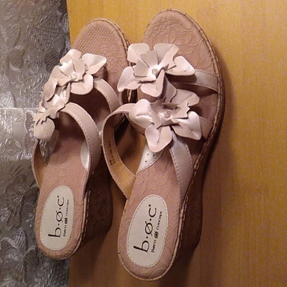 BORN b.o.c Concept Jamaica Slides White/Clay Cork Wedge Thong  Sandals size 8 M - Picture 8 of 16